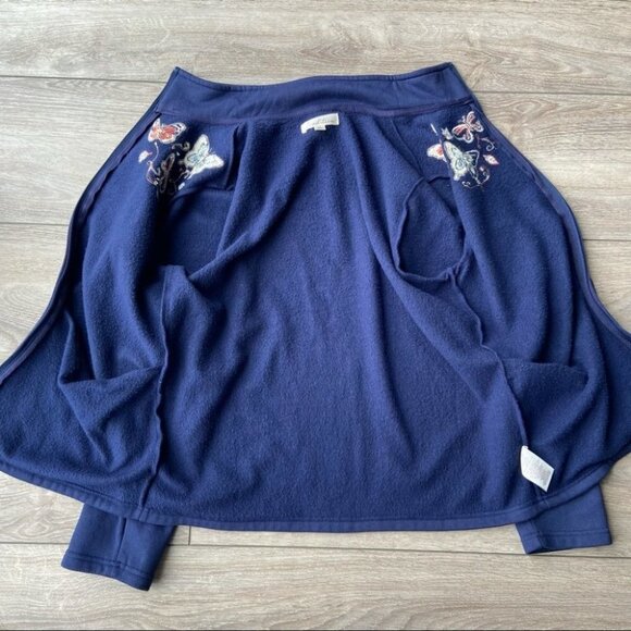 Tradition Floral Butterfly  Embroidered Full Zip Up Fleece Sweatshirt - Picture 15 of 16